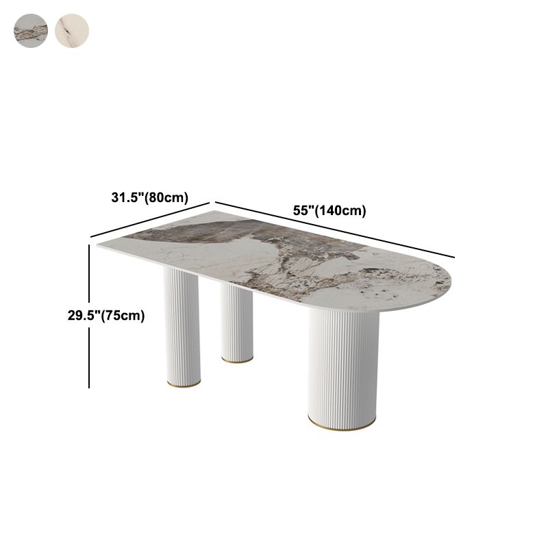 Modern Style Dining Table Sintered Stone Table with Metal Base for Home