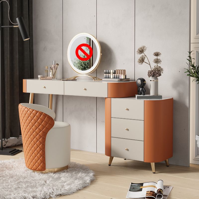 Glam Make-up Vanity with Drawers, Faux Leather Dressing Table