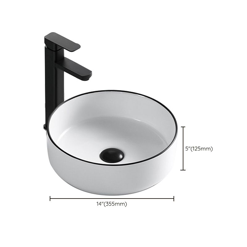 Modern Bathroom Sink Porcelain Rectangular with Overflow and Drain Assembly Basin Sink