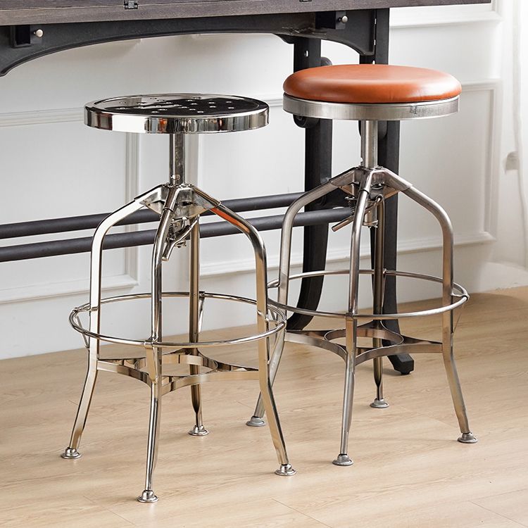 Industrial Metal Legs Bar Stools Indoor Faux Leather Counter Chair
