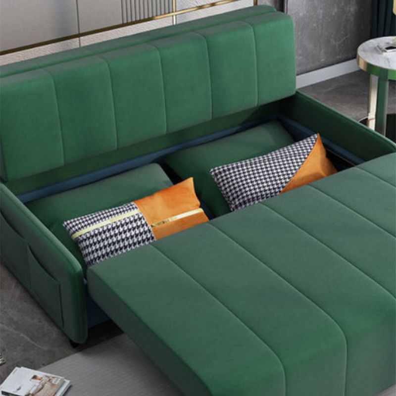 Faux Leather Sofa Bed with Storage Modern Dark Green Sofa with Pillows