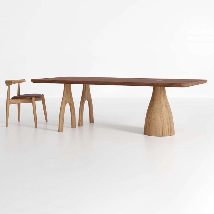 Rechthoek houten eettafel voor restaurant industriële tafel met 3 poten