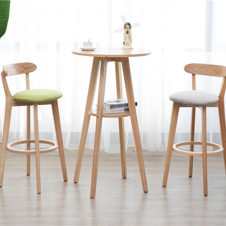 Scandinavian Matte Finish Solid Wood Bar Stool Dessert Shop Footrest Stool