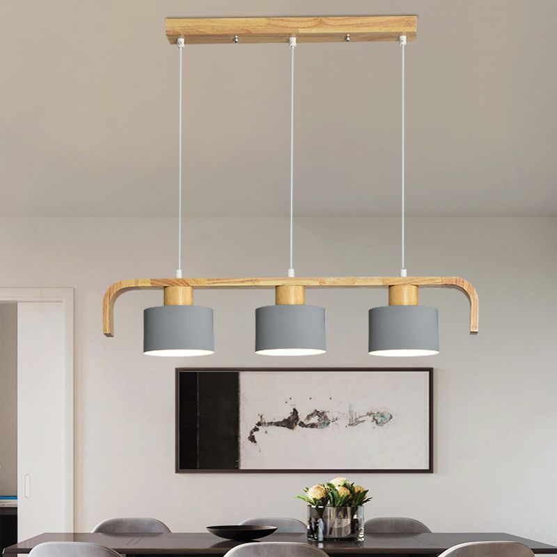 Metal Drum Shade Island Light 3/4 Heads Nordic Simple Chandelier Light for Dining Room Kitchen
