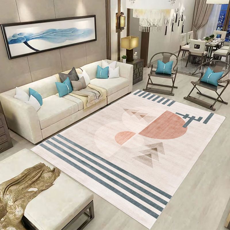 Tapis nordique rose en Polyester, bloc de couleur, tapis d'intérieur résistant aux taches, pour la décoration de la maison