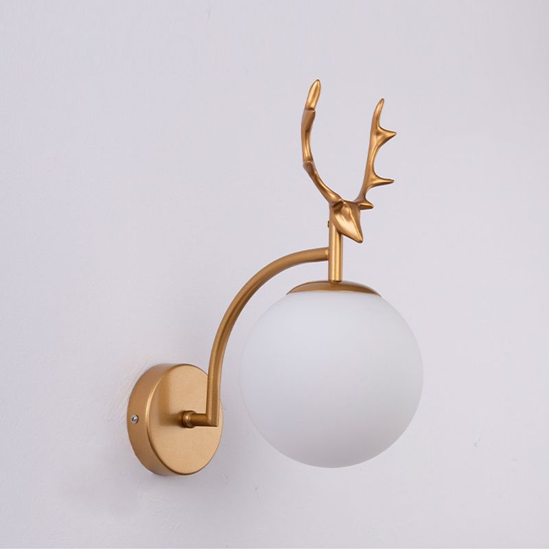 Metal Glass Wall Sconce 1 Blub Wall Mounted Light Fixture for Study Room