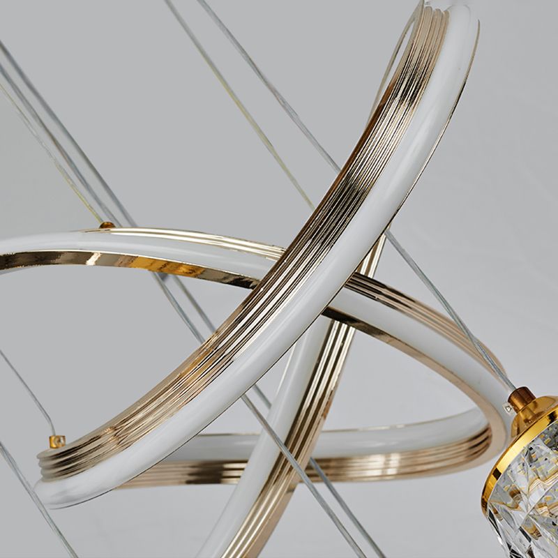 Minimalist Twist LED Pendant Lighting Crystal 5-Head Dining Room Suspension Light