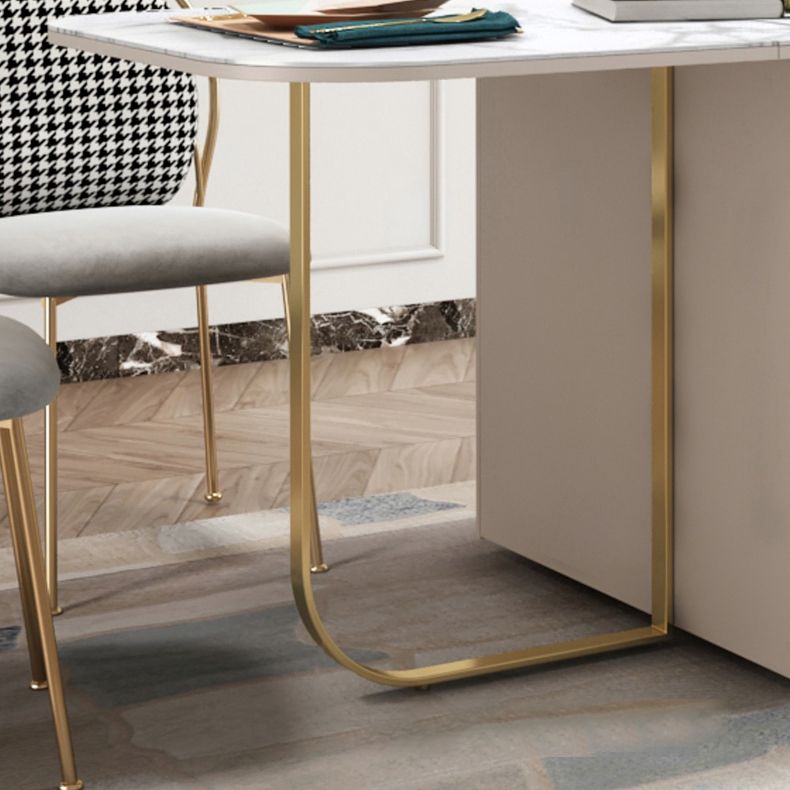 Moderne stijl rechthoekige 63 "eettafel Gesinterde stenen eettafel met druppelblad voor thuis