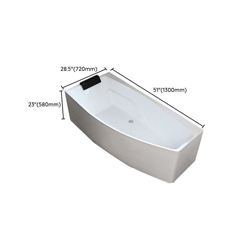 Corner Back to Wall Bath Modern White Soaking Acrylic Bathtub