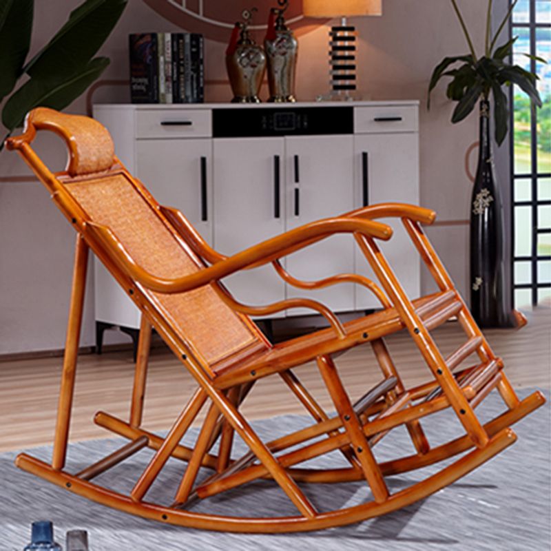 Mid Century Modern Indoor Rocking Chair Wooden Rattan Rocking Chair