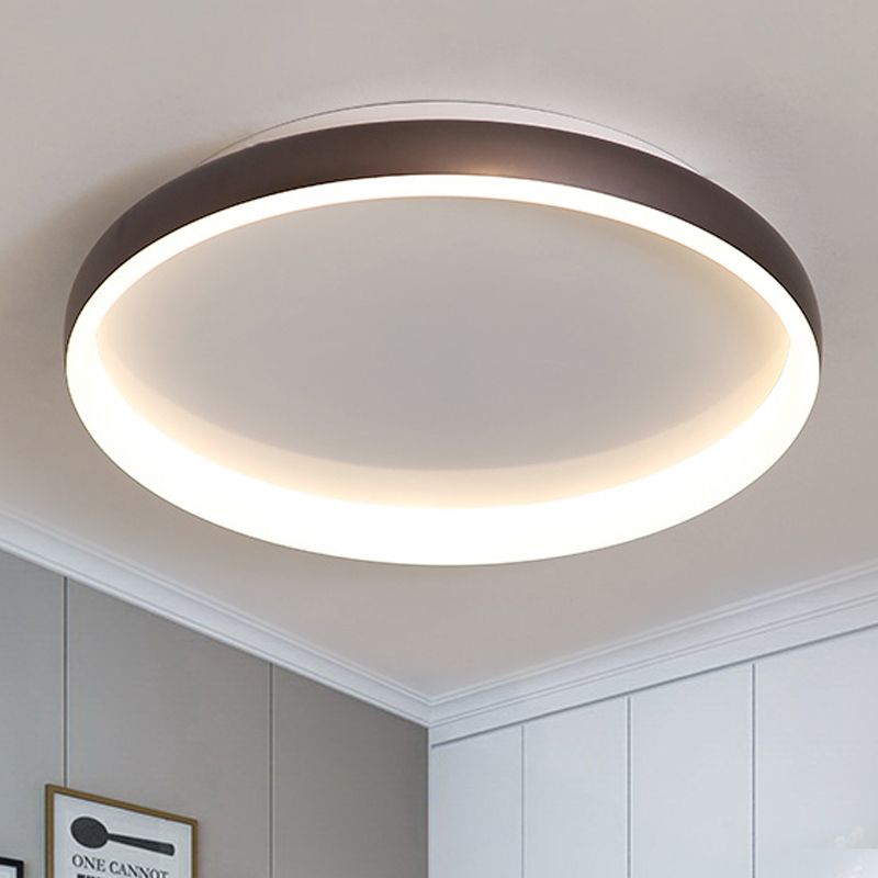 Zwart/Wit/Bruin Ronde Inbouwplafondlamp Simplicity LED Metalen Plafondlamp met Acryl Diffusor in Wit/Warm Licht