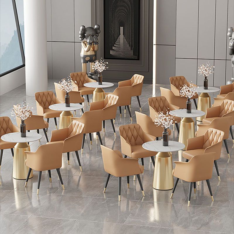 Glam Metal Dining Arm Chair Upholstered Side Chair for Home Use