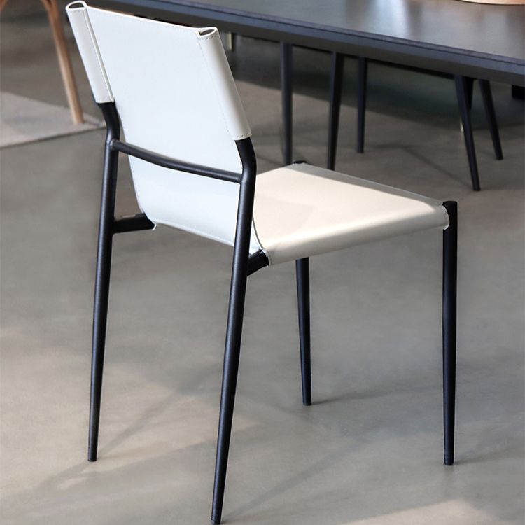 Faux Leather and Metal Dining Room Chair Contemporary Side Chair