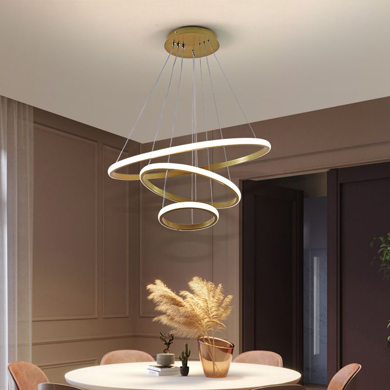 3 Rings Ceiling Pendant Light Simplicity Style Metal LED Bedroom Suspended Lighting Fixture