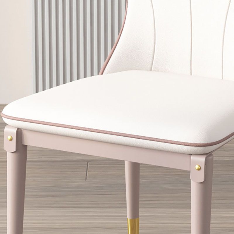Leather Dining Side Chair Scandinavian Design Solid Back Armless Dining Chairs