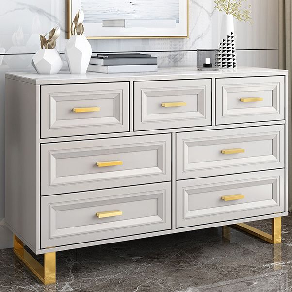 Contemporary Glam Double Dresser Wood Horizontal Storage Chest Dresser for Bedroom