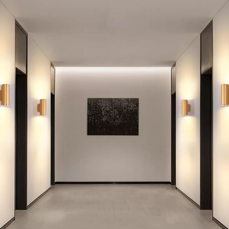 Medio cilindro forma de pared de metal estilo moderno 2 luces luz de montaje de pared