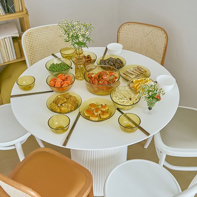 Modern Round Dining Table for 2 Persons Wooden Pedestal Base