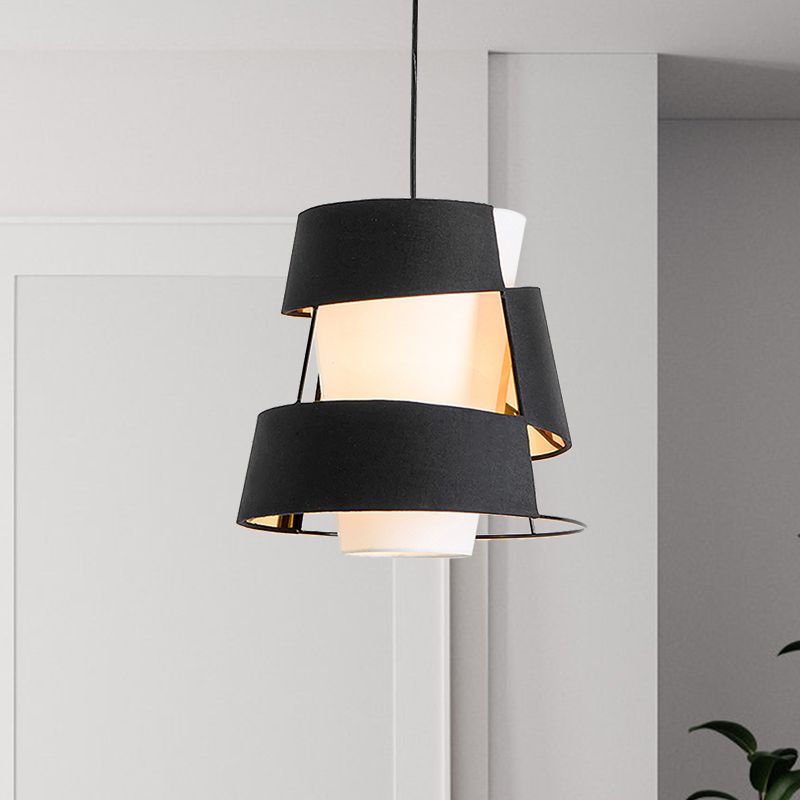 White/Black Barrel Hanging Light Modernism 1 Bulb Metal Ceiling Pendant Lamp with Laser Cut Design