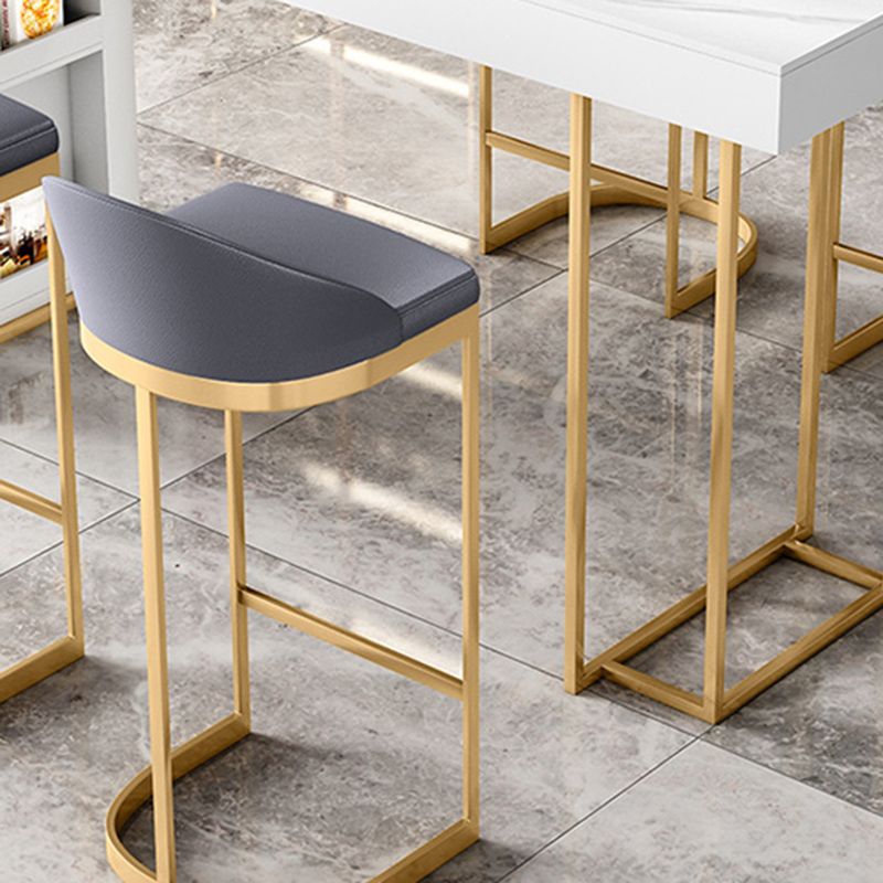 Glam Rectangle Bar Dining Table Wood and Stone Bar Table in White