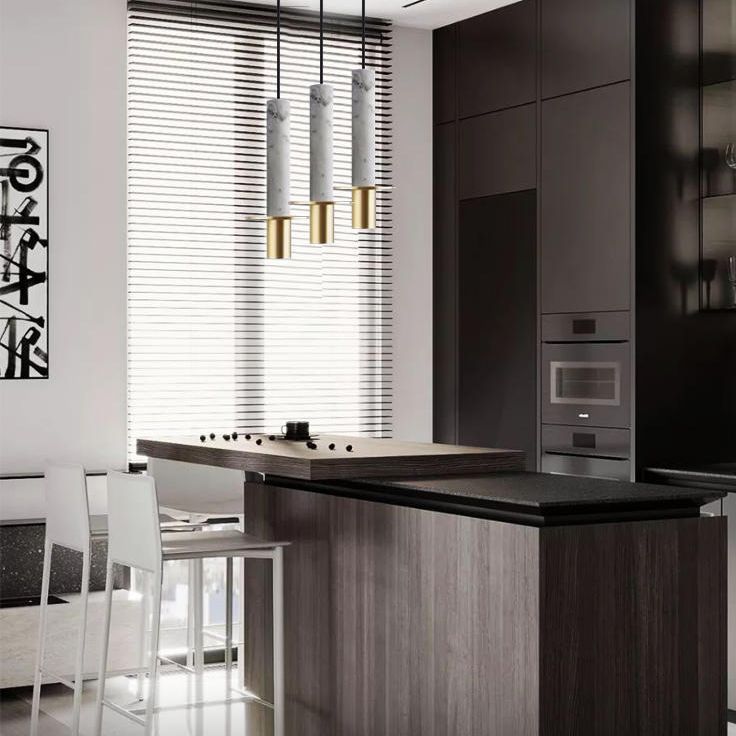 Contemporary Cylinder Pendant Ceiling Light Stone Kitchen Suspension Pendant Light