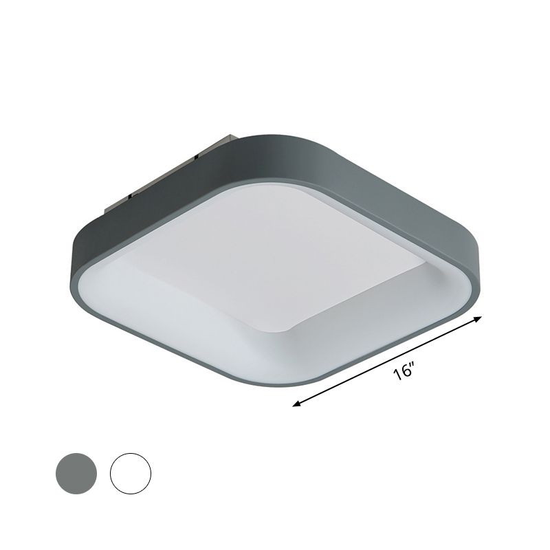 Grau/Weiß Quadrat-Ring-Deckenbefestigung Nordic Acryl LED Unterputz Einbaubeleuchtung für Schlafzimmer, 16 "/19.5" W