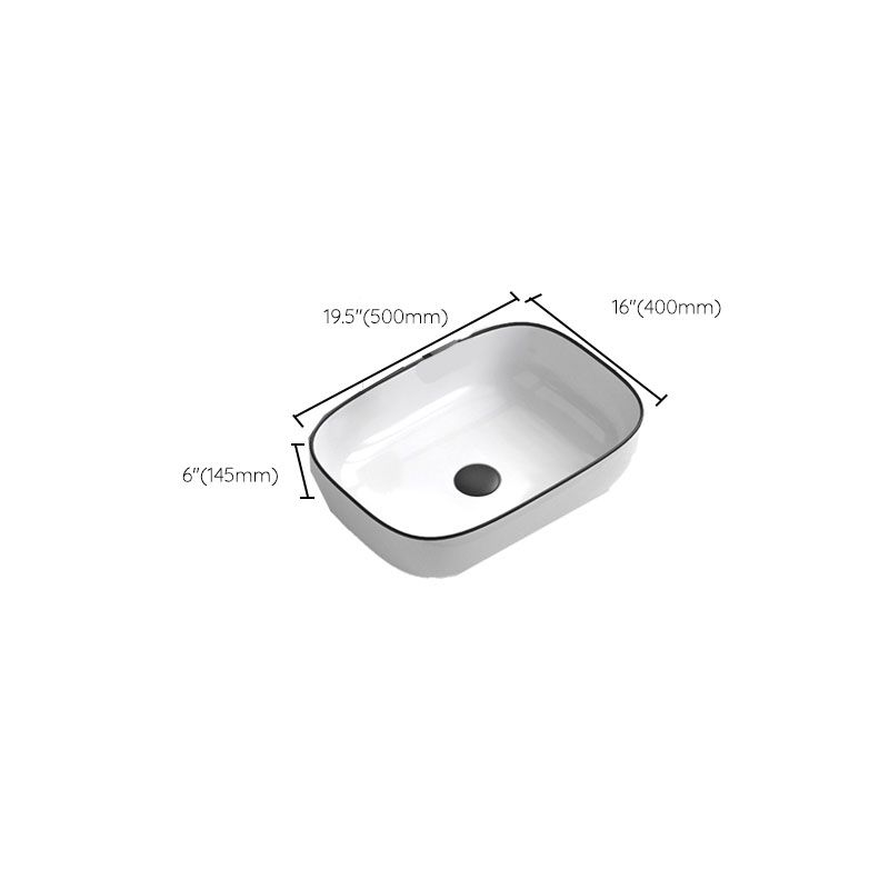 Bathroom Ceramic Sink Rectangular Rod Single Handle Faucet Sink