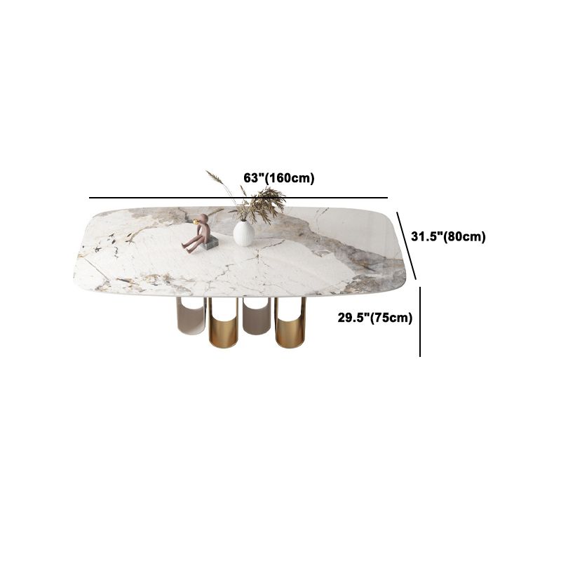 Luxurious 1/4/5/6/9 Pieces Rectangle Dining Set Sintered Stone Top Dinette Table Set