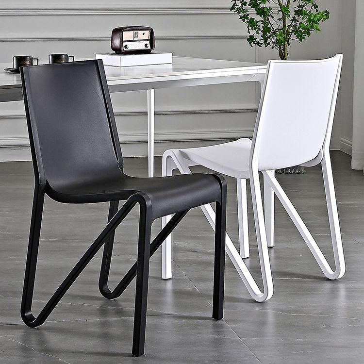 Modern Stackable Square Dining Chair Acrylic Dining Armless Chair for Kitchen