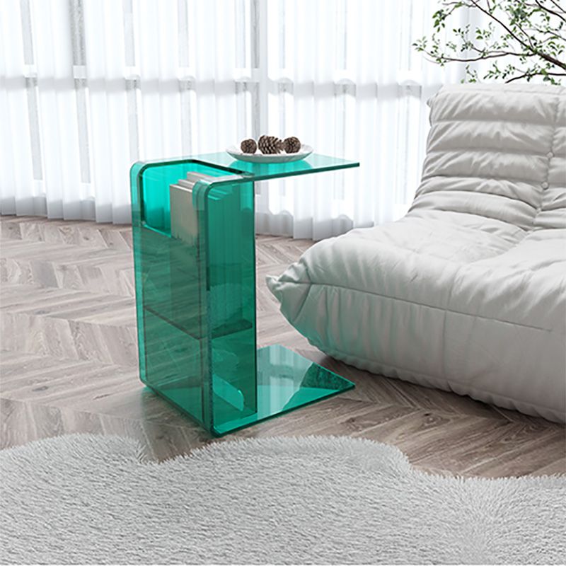 Contemporary Sofa Side Accent Table Plastic Pedestal Living Room with Storage