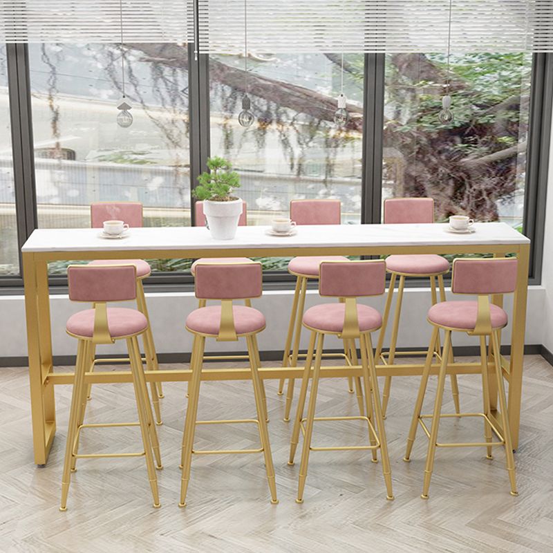 Metal Low Back Dining Stools Armless Bar Stools with Footrest