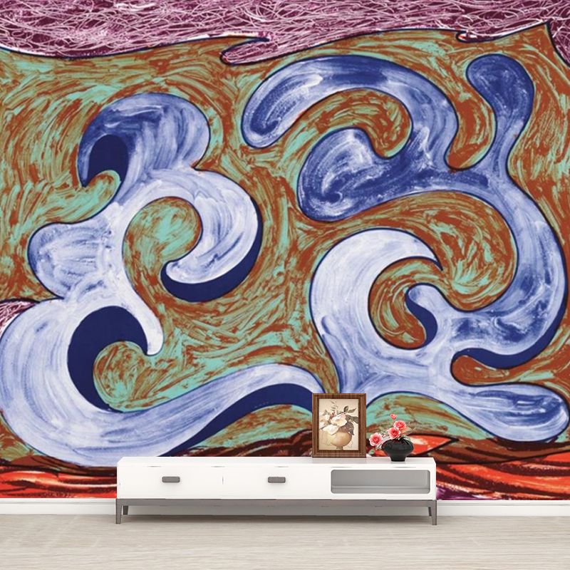 Hockney Rampant Painting Murals in Purple-Blue Modern Art Wall Decoration for Home
