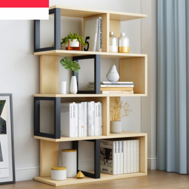 Wood Standard Bookcase Contemporary Style Open Back Bookshelf for Home Office