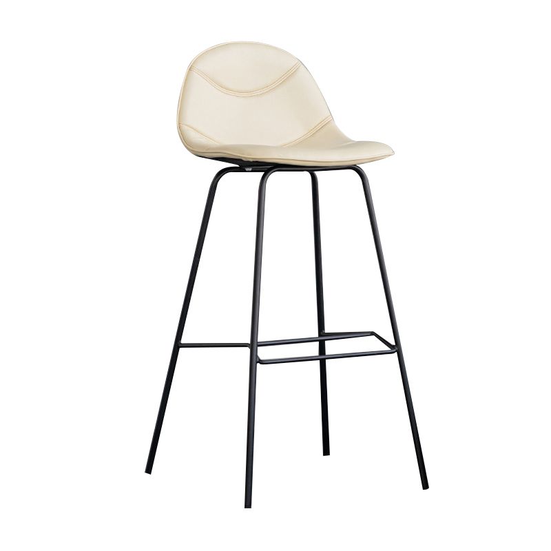 Scandinavian Style Metal Barstool Faux Leather Counter Stool with 4 Legs