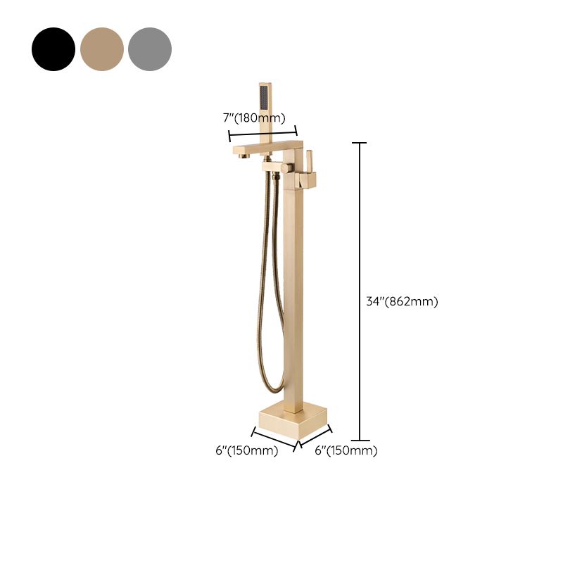 Floor Mounted Metal Freestanding Tub Filler Swivel Freestanding Faucet with Hose