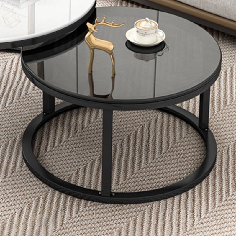 Frame Contemporary Coffee Table Set Glass Top Coffee Cocktail Table