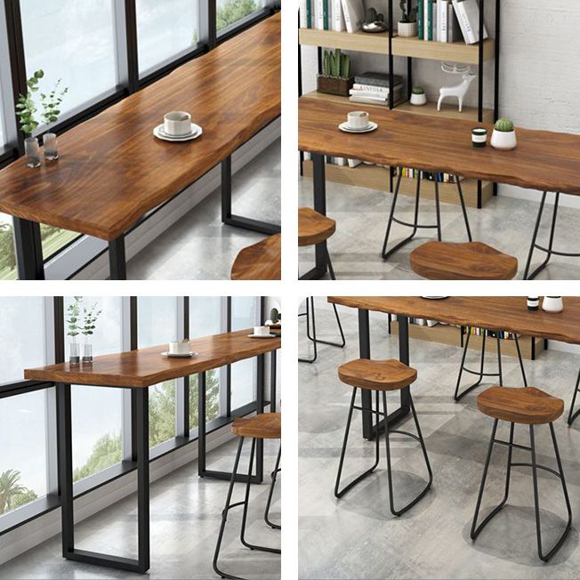 1/4/5/6 Pieces Modern Rectangle Pub Table Set Wooden Counter Table with Backless Stools