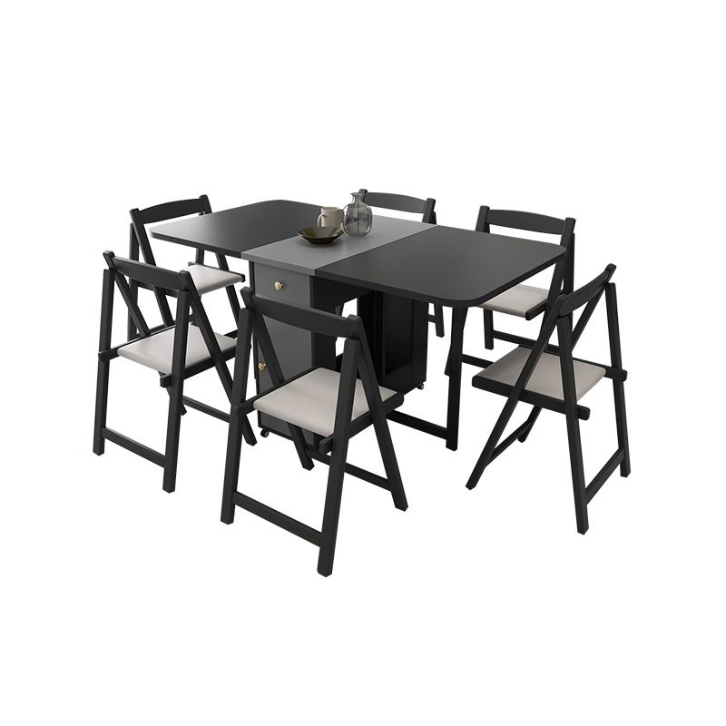 Modern Style Traditional Height Dining Set with Drop Leaf Table and Trestle Base for Home Use