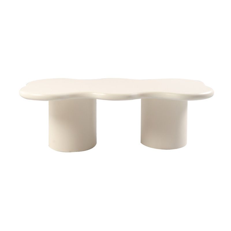 Scandinavian Free Form Coffee Table with Wooden Base in White