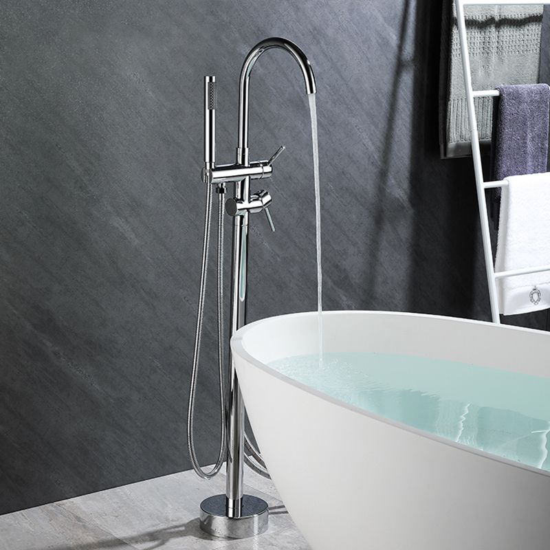 Floor Mounted Freestanding Bathtub Faucet Modern Style Metal Freestanding Faucet