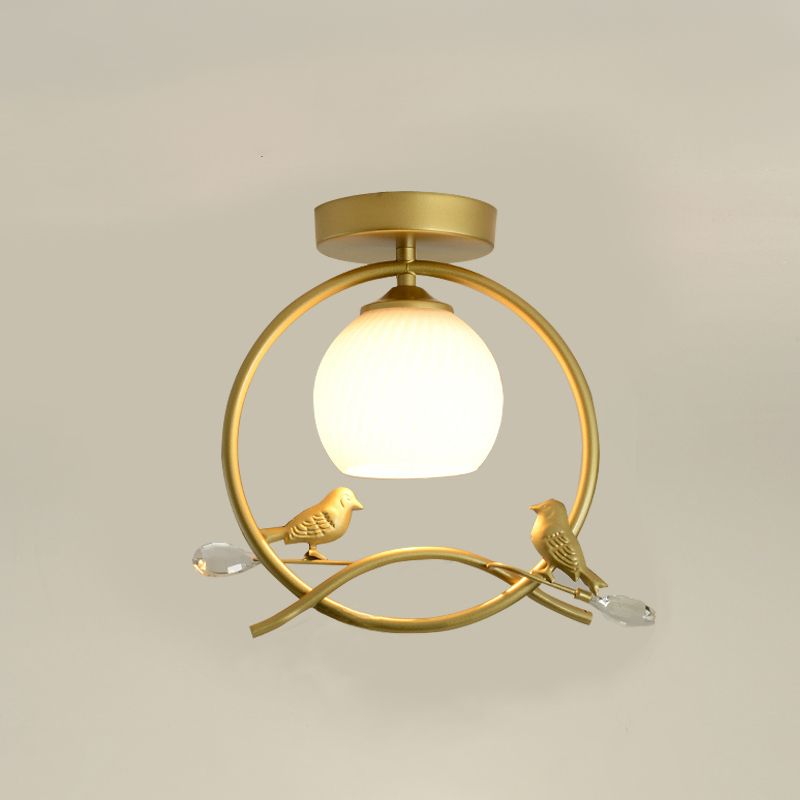 Sphère contemporaine luminaire luminaire 1 les lampes de montage à chasse d'eau légère avec oiseaux