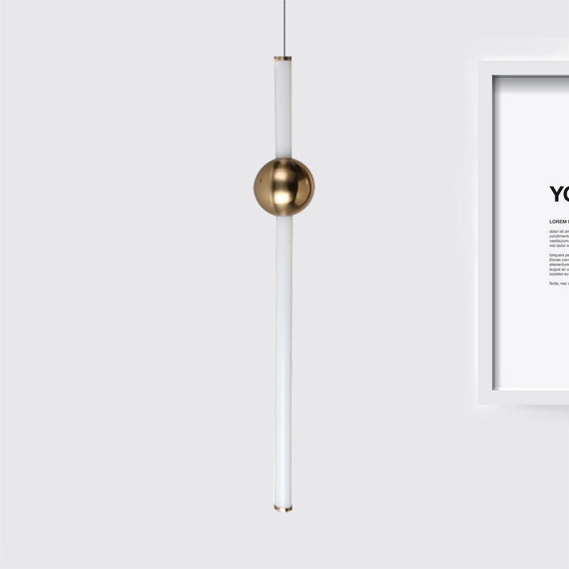 Röhrchen Weiß/Goldglas -Kronleuchterlampe Moderne 1 Lichter Gold/Weiß -LED -Decke Anhänger Licht mit horizontalem/vertikalem Design