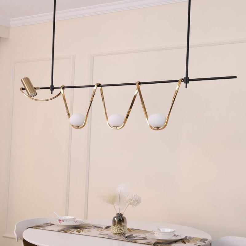 Iron and Glass Ceiling Pendant Lighting Modern Linear Kitchen Island Fixture