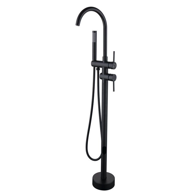 Floor Mounted Metal Freestanding Tub Filler High Arc Freestanding Faucet