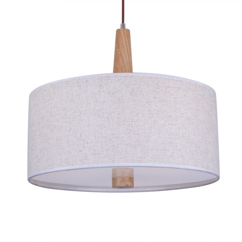 3-Light Drum Chandelier with Wood Accents Modernism Adjustable Ceiling Lights