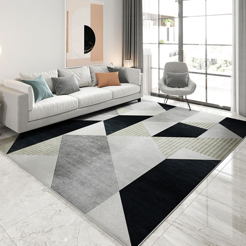Tapis géométrique de couleur foncée, synthétique, Simple, lavable en Machine, pour l'intérieur, pour la décoration de la maison