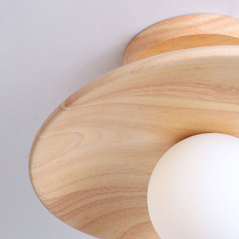 Japanese Style Wooden Ceiling Light Circle Shape Ceiling Lamp for Bedroom