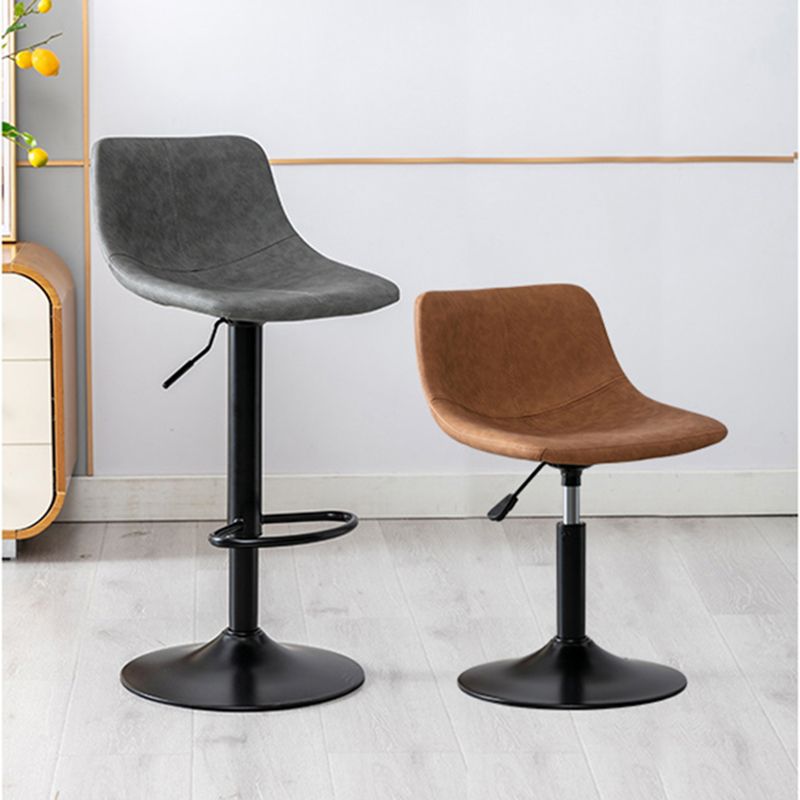 Modern Leather Adjustable Height Barstool Indoor Bar Stool with Low Back