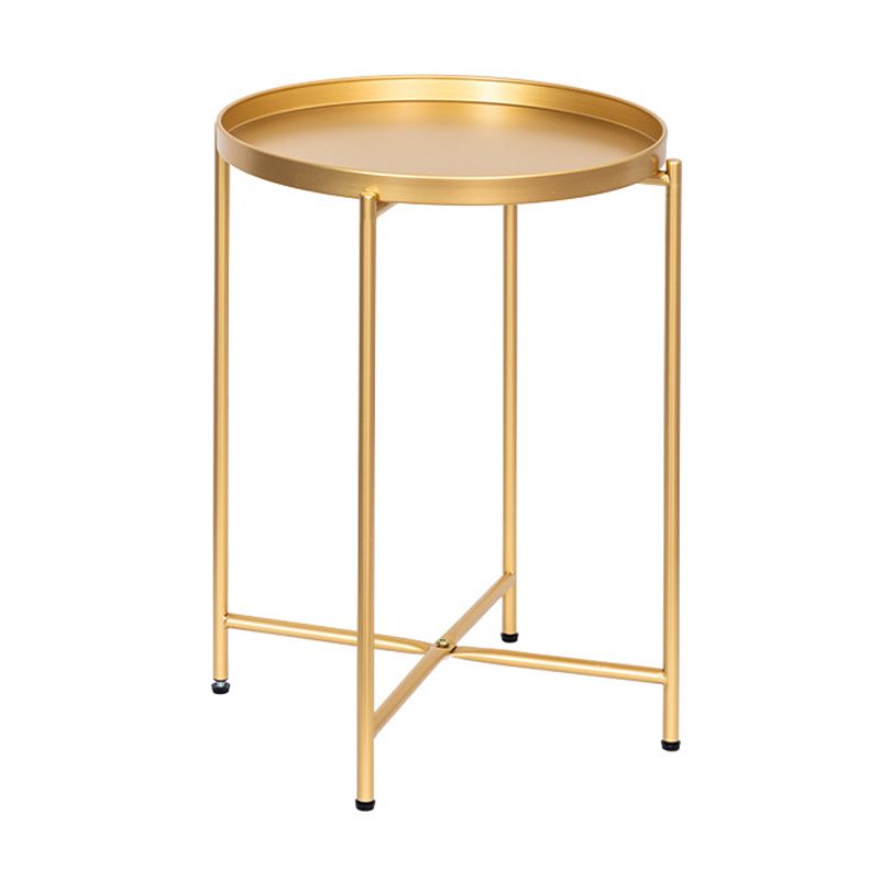 Modern Cross Legs Corner Table Round Tray Top Side End Table