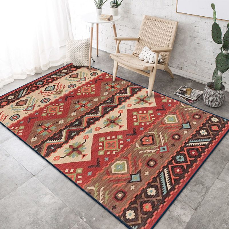 Bedroom Carpet Morocco Print Indoor Rug Polyester Area Rug with Non-Slip Backing